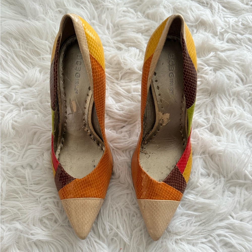 BCBGirls Orange and Red Heels Elegant Design